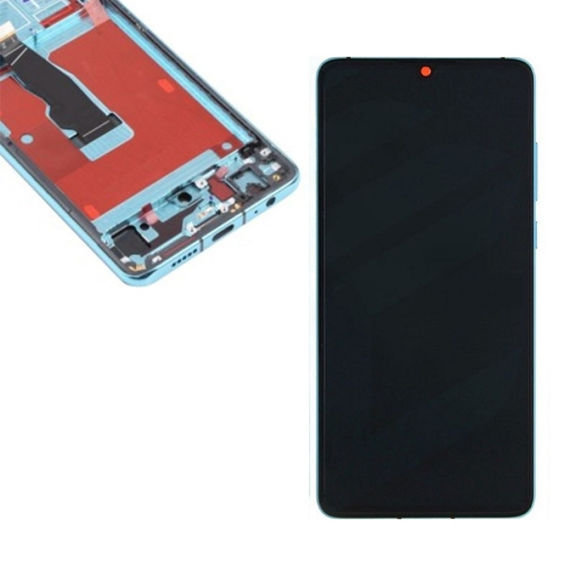 LCD Screen With Touch Mechanism and Frame For Huawei P30 - Color: Aurora Blue