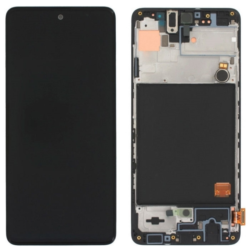 OLED Complete LCD Assembly with Frame for Samsung Galaxy A51 A515F - Color: Black