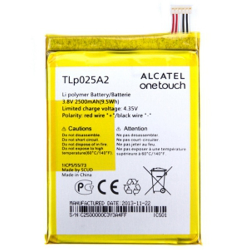 Battery Alcatel TLP025a2 for TCL Idol X/S960 Alcatel One Touch Scribe HD OT-8000D OT 8008D - 2500mAh