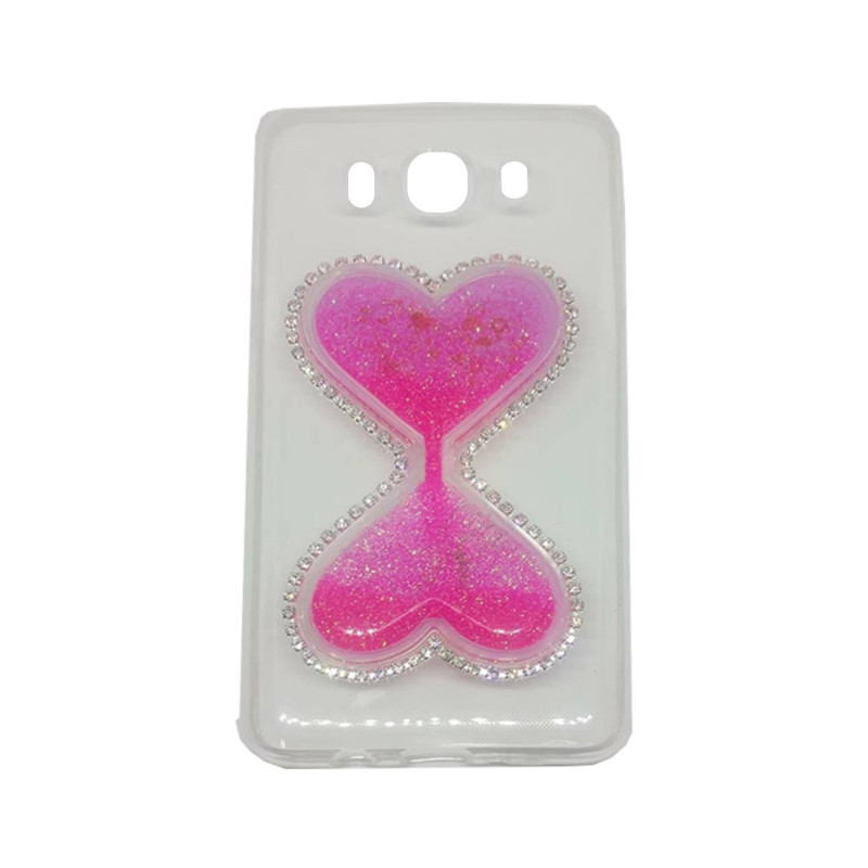 Back Cover Silicone Hourglass Liquid Case for Samsung J510F Galaxy J5 2016 - Color: Fucshia