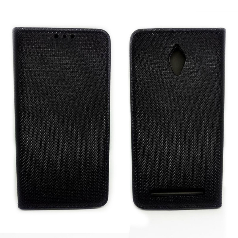 Book Case Smart Book Magnet for Asus (ZC500TG) Zenfone Go - Color: Black