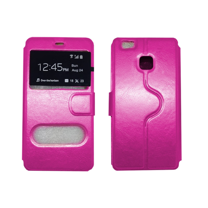 Book Case Double Window for Huawei P9 Lite - Color: Pink