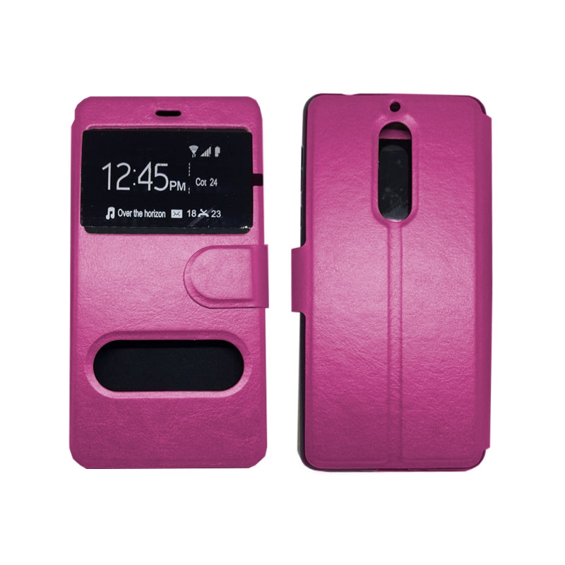 Book Case Double Window for Nokia 5 - Color: Pink