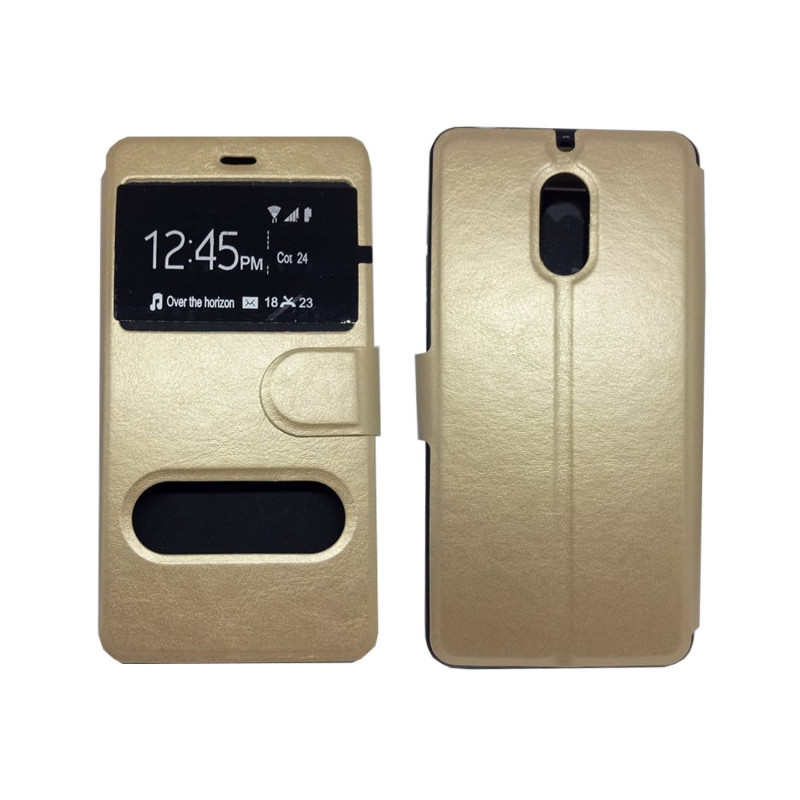 Book Case Double Window for Nokia 6 - Color: Gold