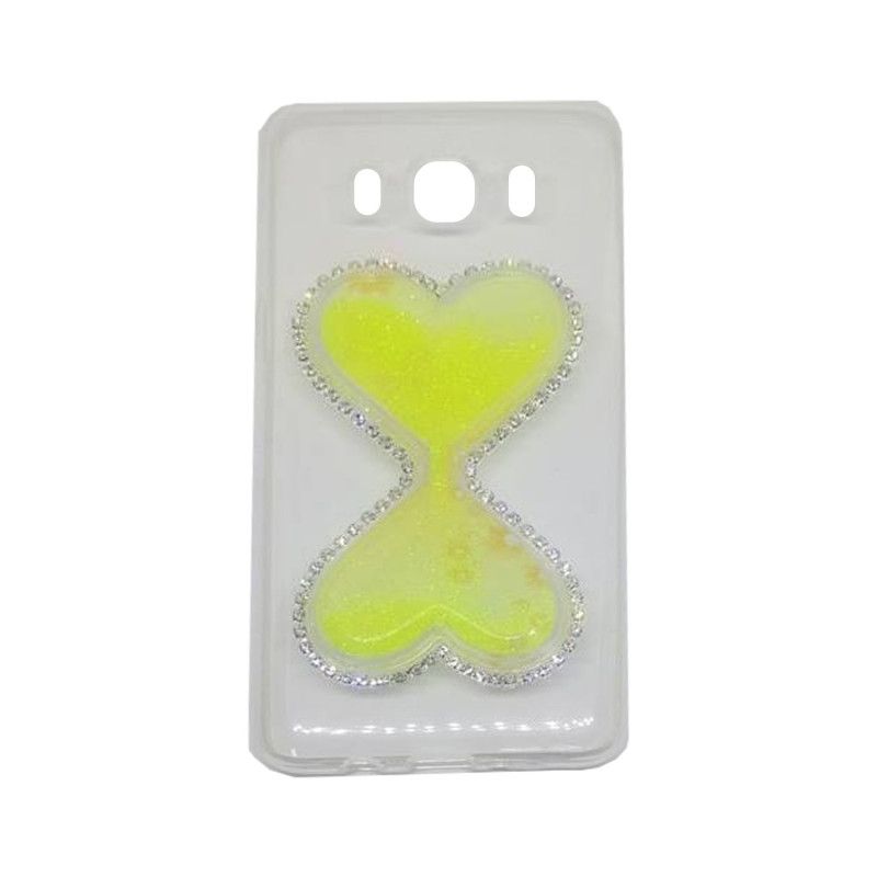 Back Cover Silicone Hourglass Liquid Case for Samsung J510F Galaxy J5 2016 - Color: Yellow