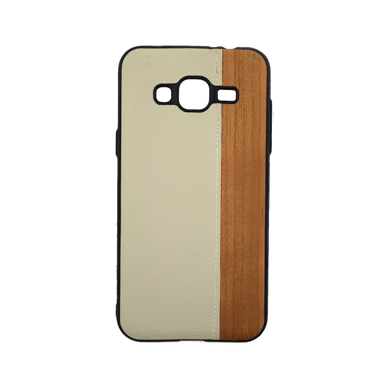 Back Cover Wood Leather Case for Samsung J320F Galaxy J3 2016 - Color : White