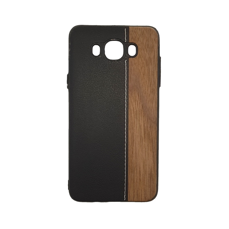 Back Cover Case Wood Leather for Samsung J710F Galaxy J7 2016 - Color : Black