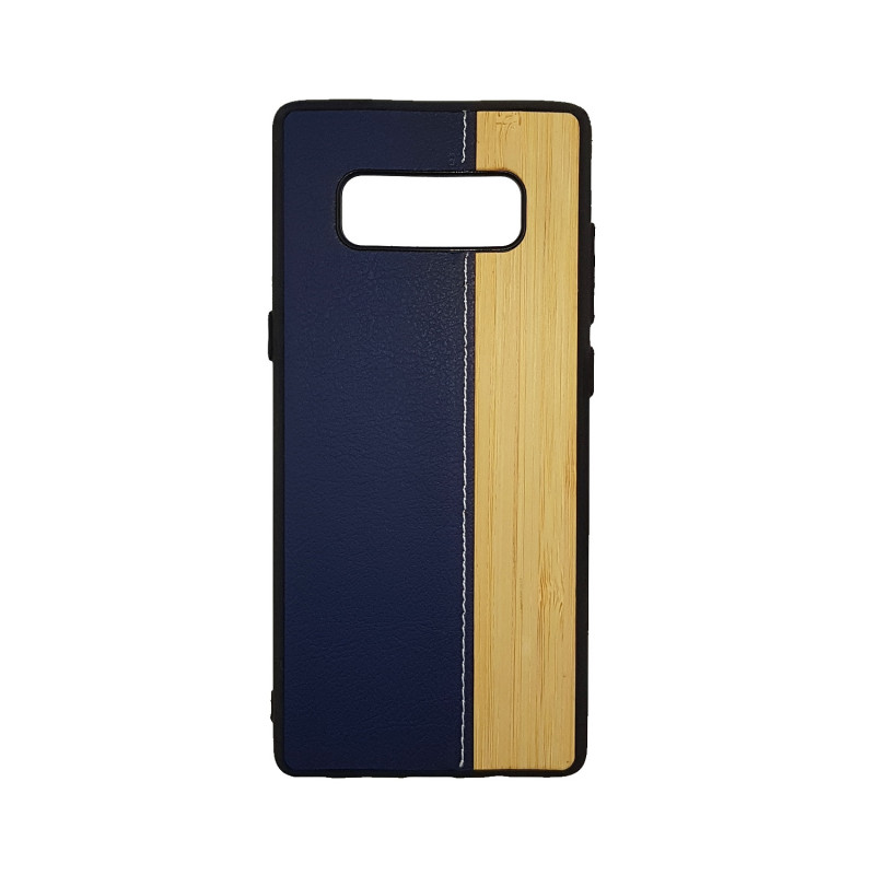 Back Cover Case Wood Leather for Samsung N950F Galaxy Note 8 - Color : Blue