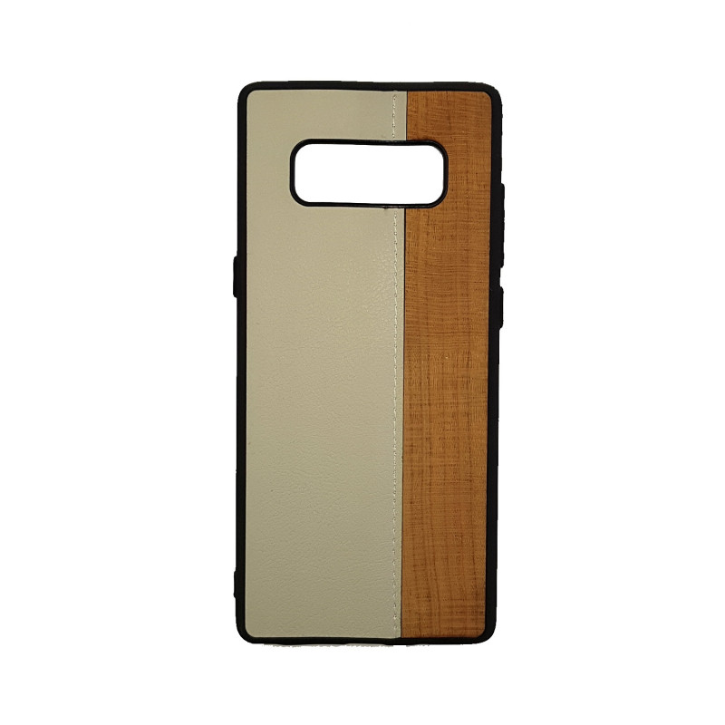 Back Cover Case Wood Leather for Samsung N950F Galaxy Note 8 - Color : White