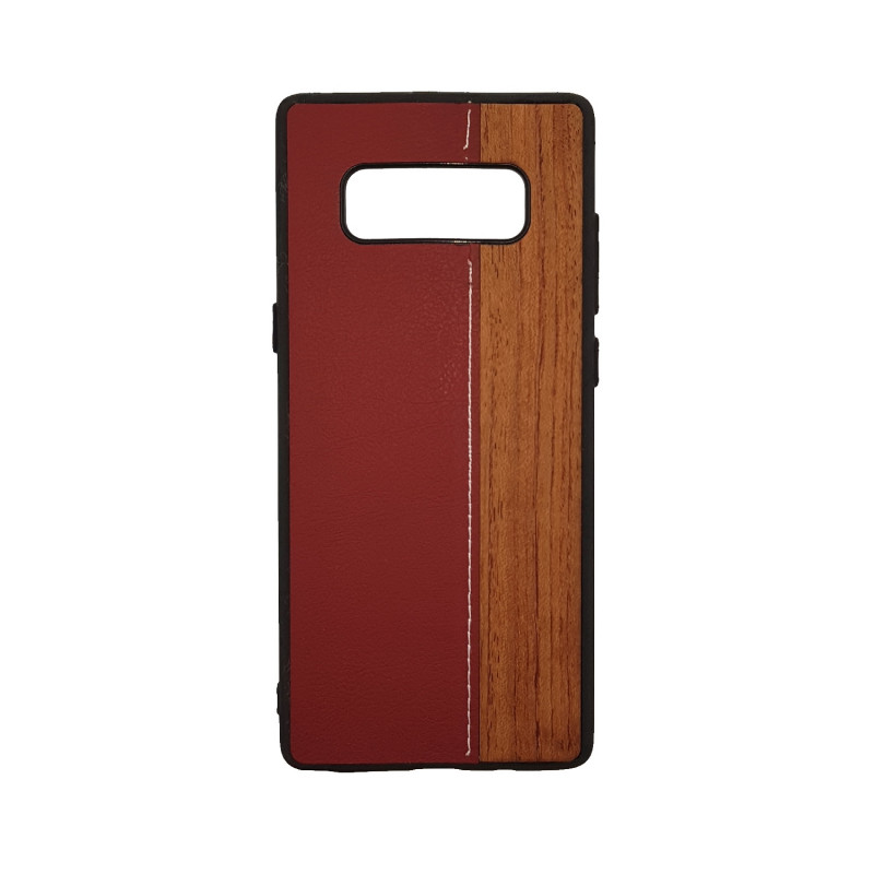 Back Cover Case Wood Leather for Samsung N950F Galaxy Note 8 - Color : Red