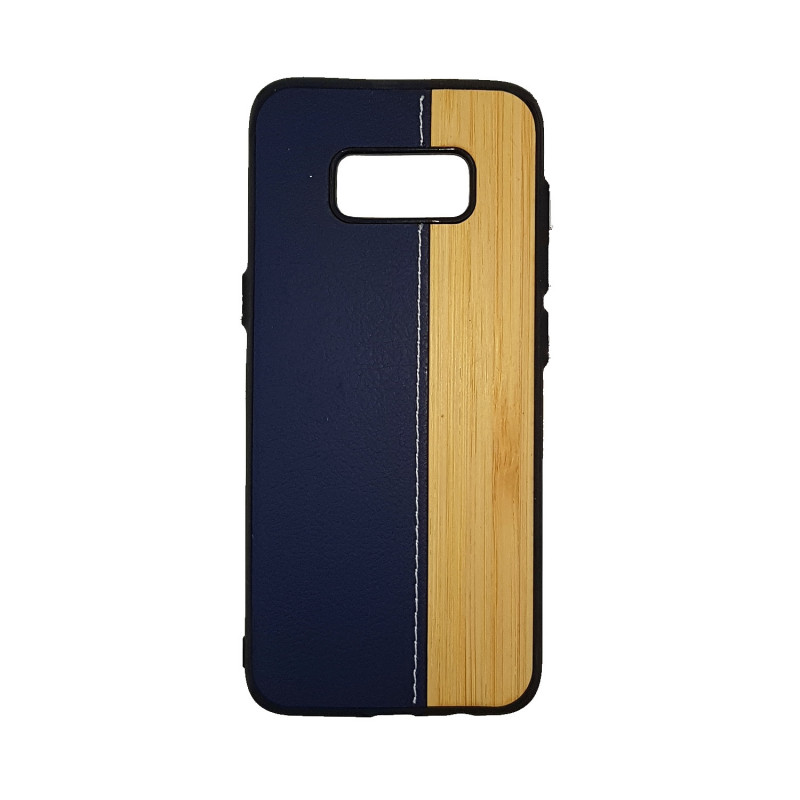 Back Cover Case Wood Leather for Samsung G950F Galaxy S8 - Color : Blue