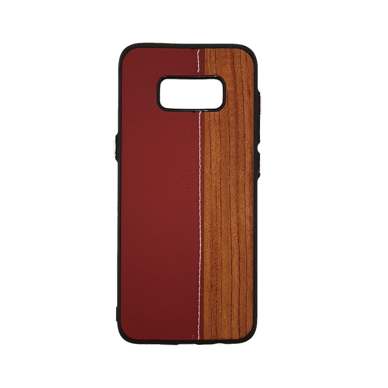 Back Cover Case Wood Leather for Samsung G950F Galaxy S8 - Color : Red