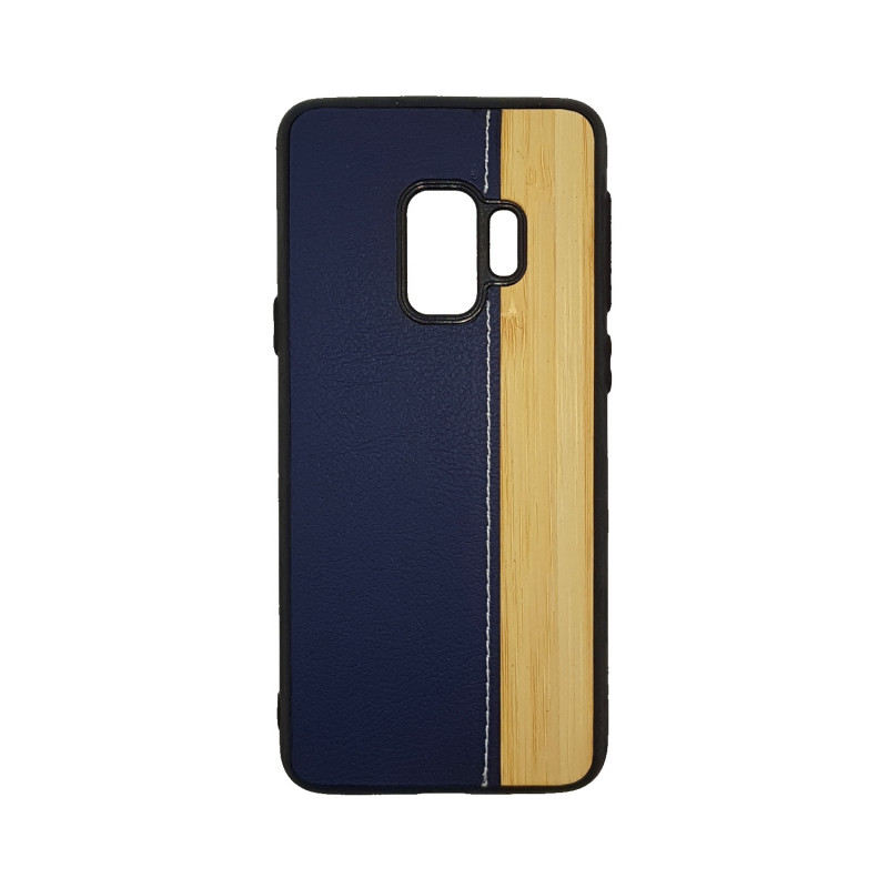 Back Cover Case Wood Leather for Samsung G960F Galaxy S9 - Color : Blue