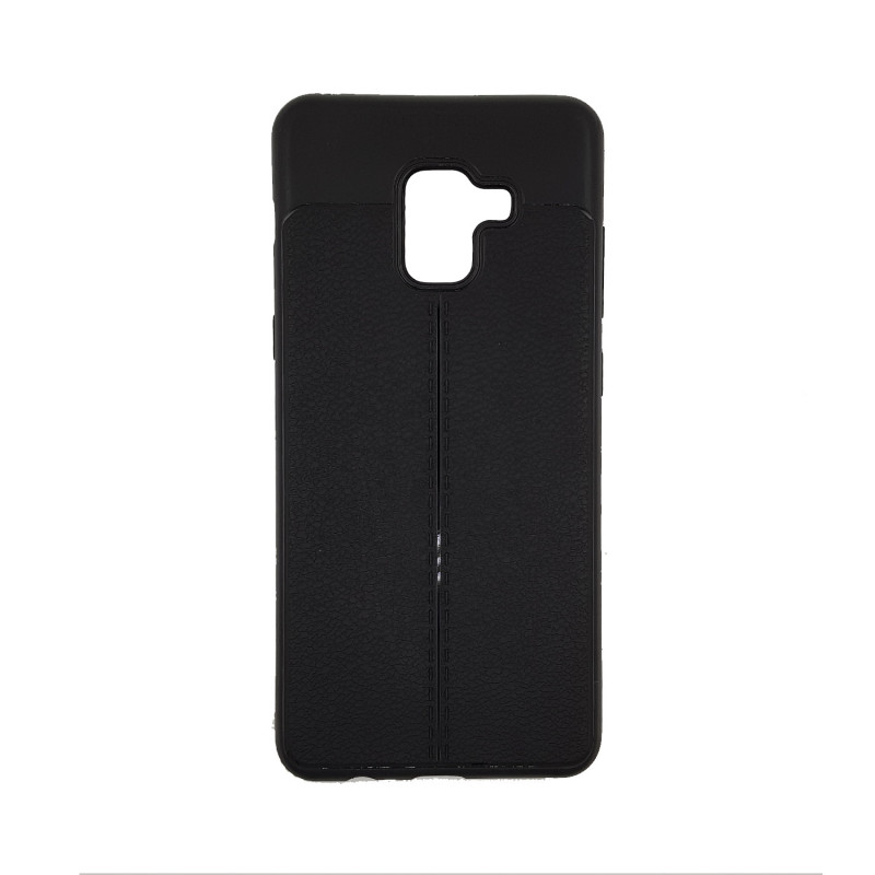 Back Cover Silicone Litchi Case for Samsung A530F Galaxy A8 2018 - Color : Black