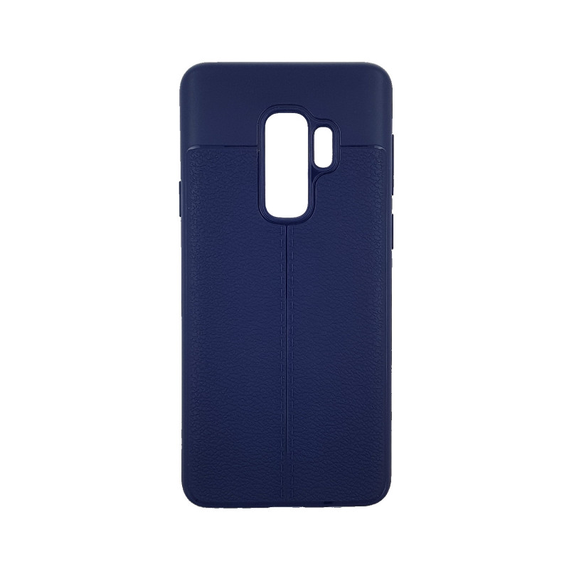 Back Cover Silicone Litchi Case for Samsung G965F Galaxy S9 Plus - Color : Blue