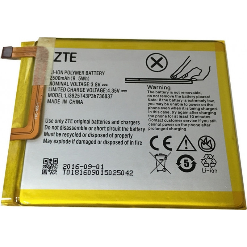 Battery  ZTE Li3825T43P3h736037 for Blade V7/V7 Lite/A2 - 2500mAh