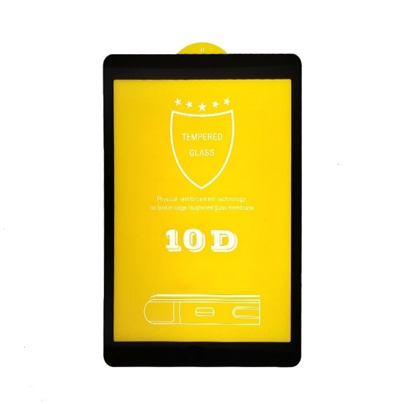 Screen Protector Tempered Glass 9H/10D Full Cover 0.3mm for Samsung Galaxy T590/T595 Tab A 10.5 - Color: Black