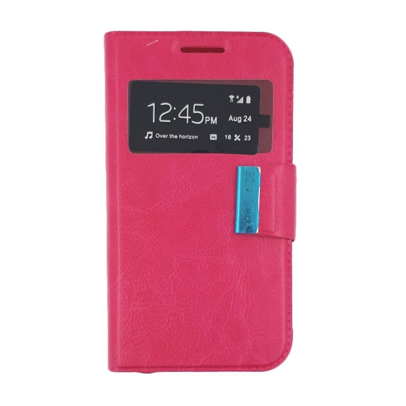 Book Case Stand with Window for Samsung J110 Galaxy J1 Ace - Color: Fuchsia