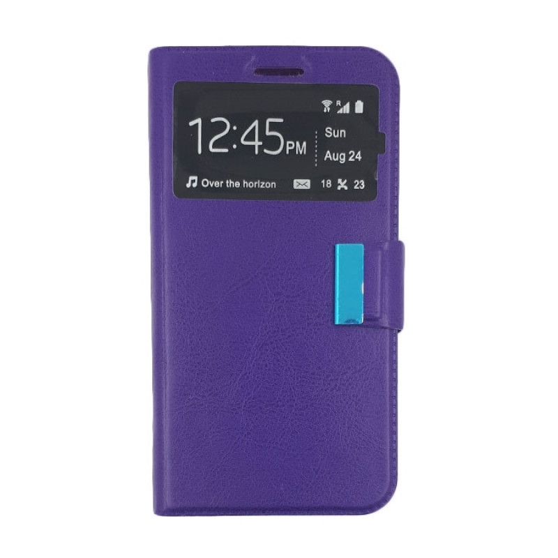 Book Case Stand with Window for Huawei Y6II/Y6 2/Honor 5A - Color: Purple