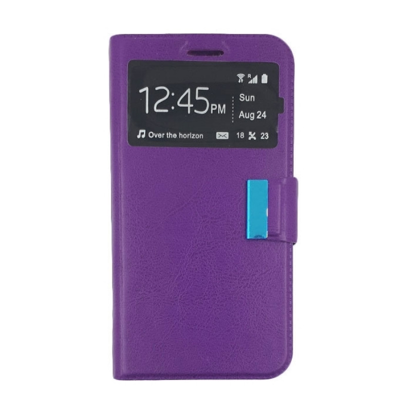 Book Case Stand with Window for Samsung G3588V Galaxy Core Lite LTE - Color: Purple