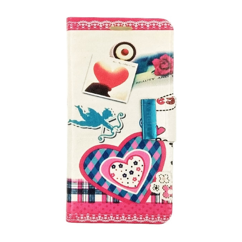 Book Case Stand Love Heart Design for Samsung G850F Galaxy Alpha