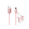 Awei CL-990 Micro USB/USB Type-C/Lightning Fast Charging Cable 0.1m - Color: Rose Gold