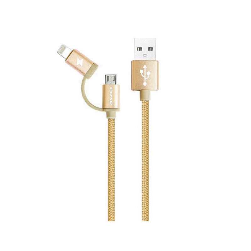 Awei CL-930 Micro USB/Lightning Charging Data Cable 1m - Color: Gold