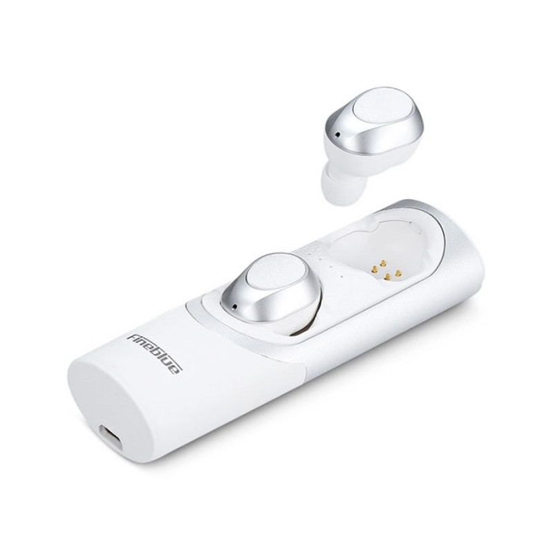 Bluetooth Fineblue FBlue XS Wireless Twin Earbuds Stereo Headset with Charging Dock 580mAh  - Color: White