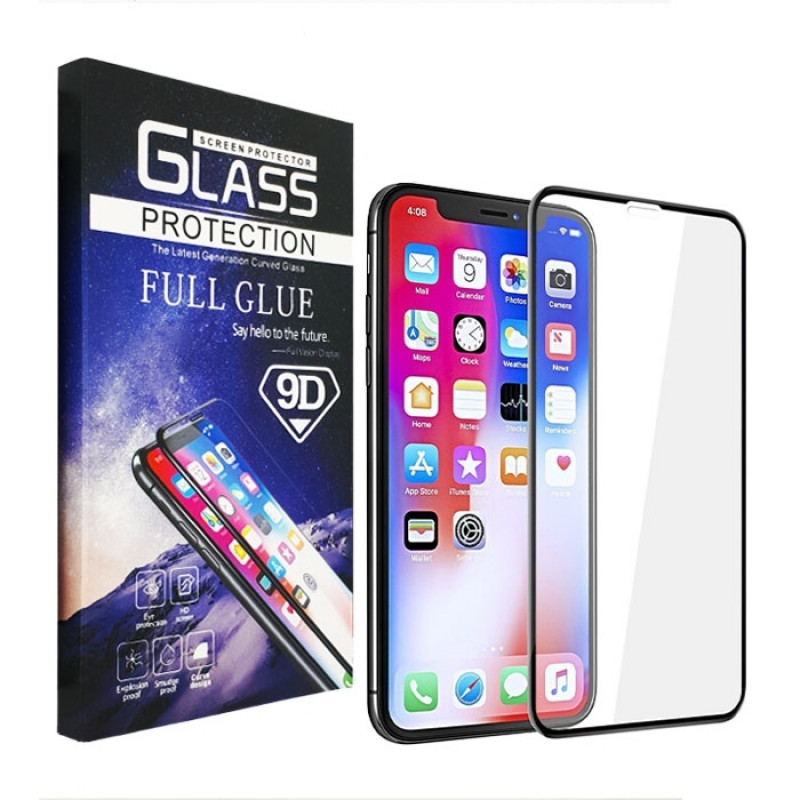 Full Glue Tempered Glass 9D Screen Protector for Xiaomi Mi Play - Color: Black