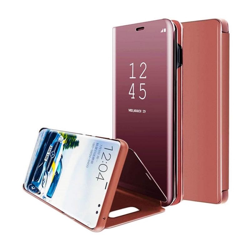 Book Case Clear View Stand for Samsung A600F Galaxy A6 2018 - Color: Rose Gold