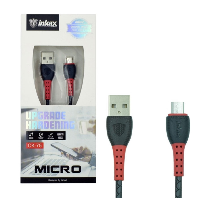 inkax- CK-75  Micro USB 2.1Α Charging Cable 1m - Color: Red