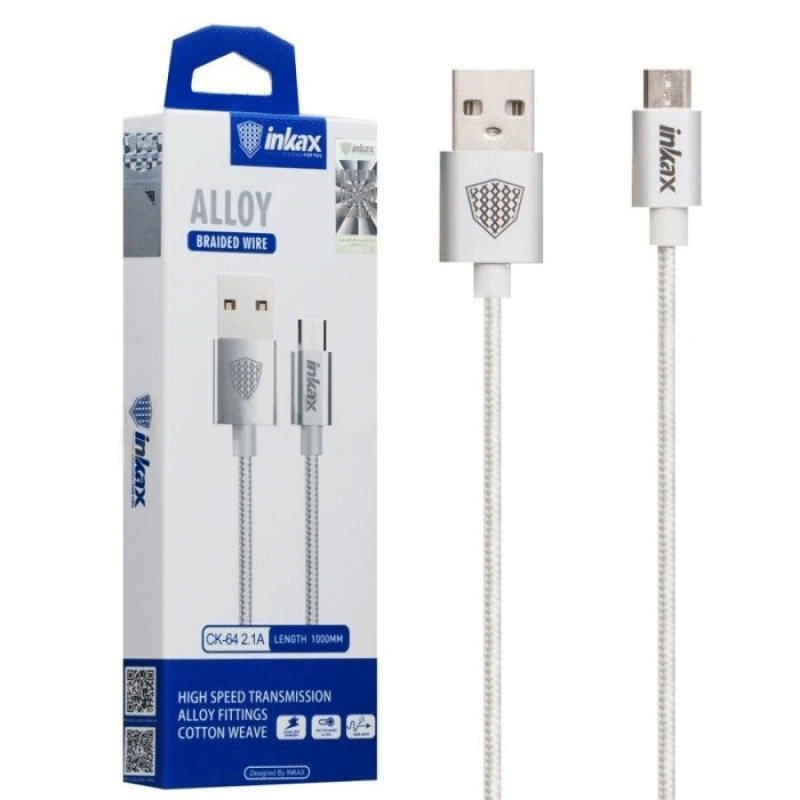 inkax CK-64 Fast Charging Cable Micro-USB 2.1Α 1m - Color: Silver