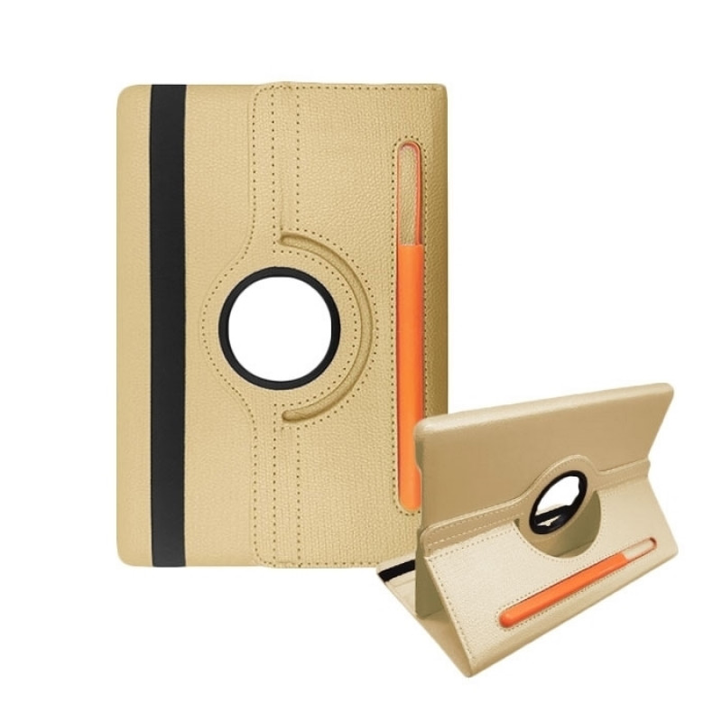 Case Rotating 360 Stand with Pencil Case for Samsung Galaxy T515 - Color: Gold