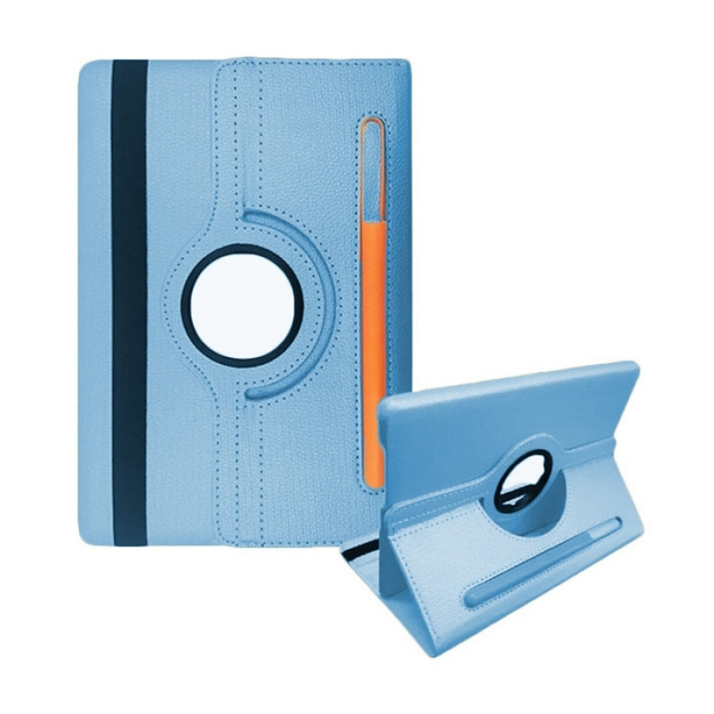 Case Rotating 360 with Pencil Case for Samsung T500 Galaxy Tab A7 - Color: Sky Blue