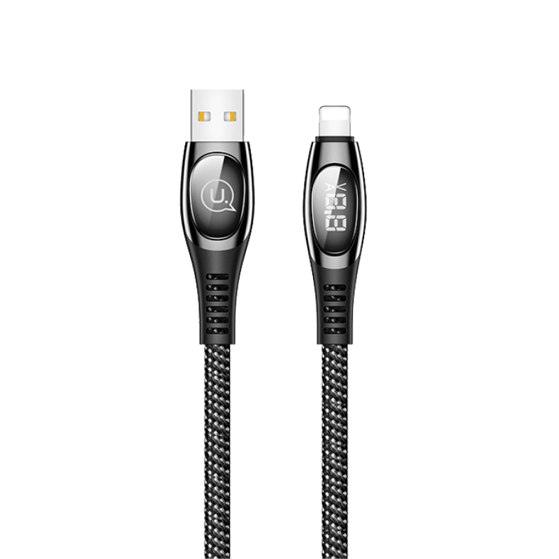 USAMS SJ369USB01 U36 2M Lightning Braided Data Charging Cable- Color: Black