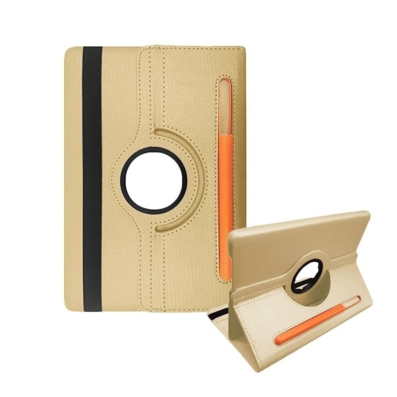 Case Rotating 360 Stand with Pencil Case for Samsung Galaxy T870 - Color: Gold