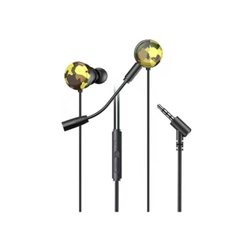 Awei L6 In Ear Earphones Stereo Sport Earphone With Mic Music Headset Phone Neckband Earbuds Headphone - Color: Camouflage Green