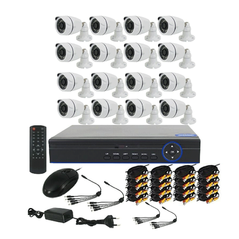 Full HD AHD CCTV Kit - 16 Channel CCTV DIY camera system - 16 Bullet Cameras