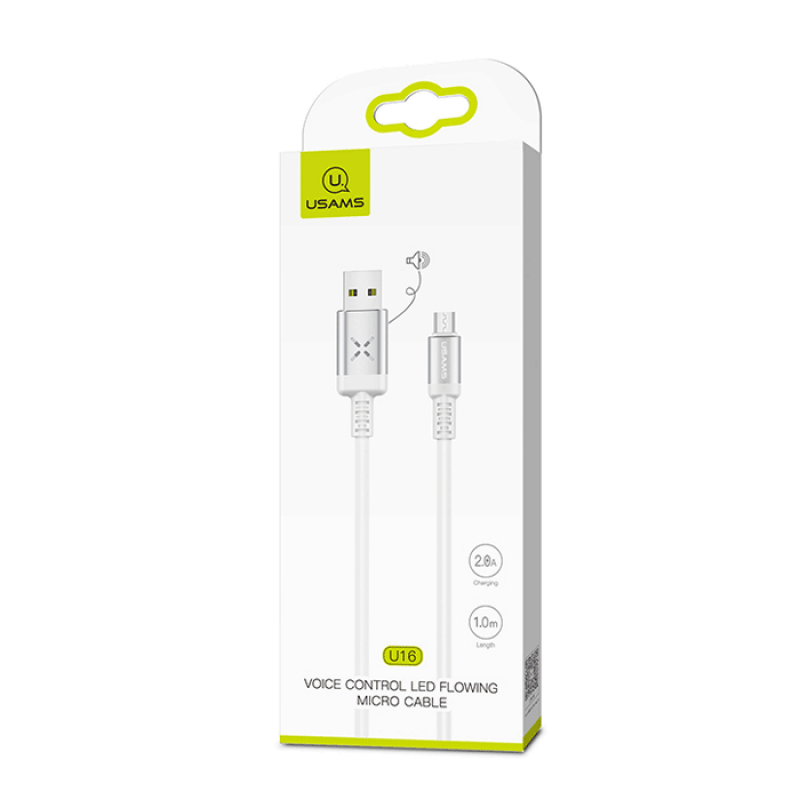 USAMS SJ288USB04 U16 LED USB 3.0 to micro USB Cable 1Μ -Color:  White