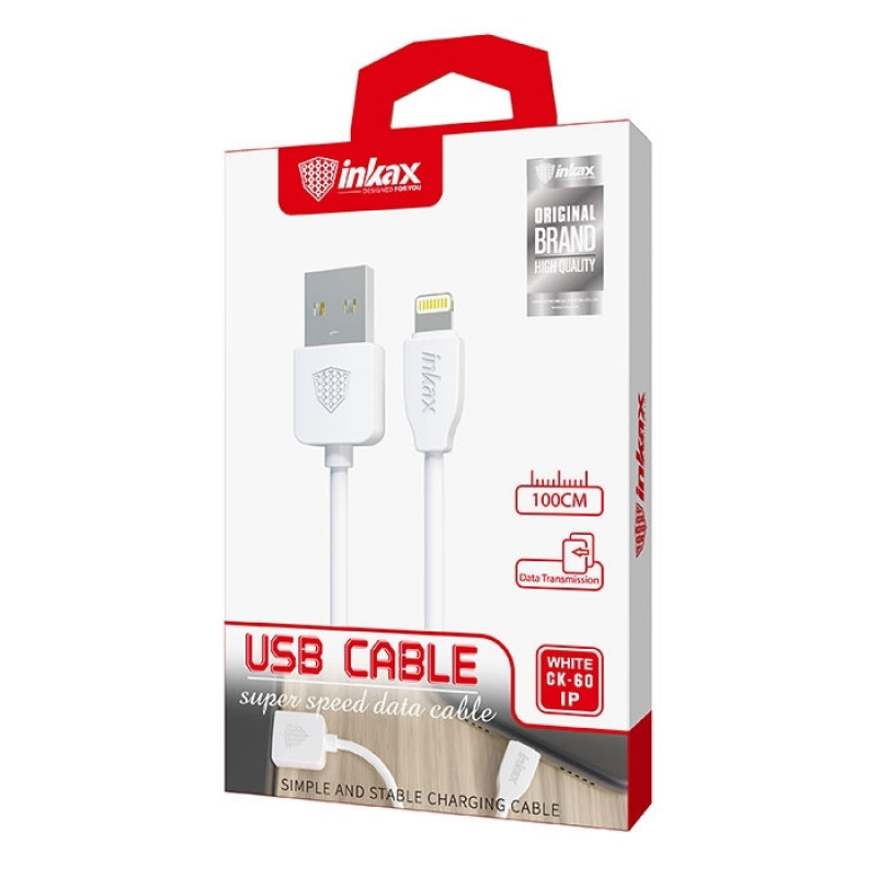 inkax- CK-60  Lightning USB 2.1Α Charging Cable 1m - Color: White