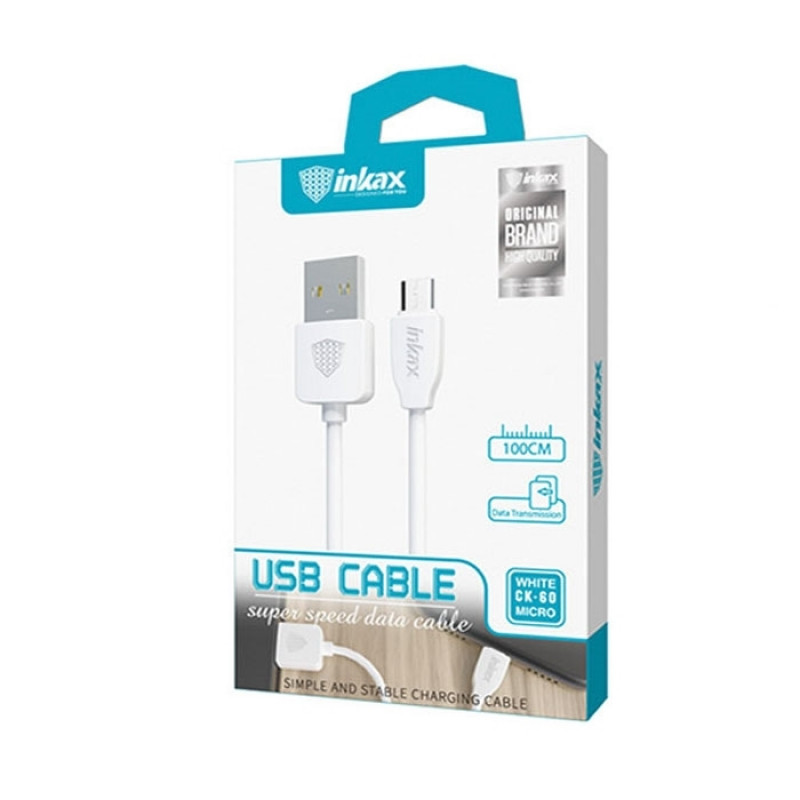 inkax- CK-60  Micro USB 2.1Α Charging Cable 1m - Color: White