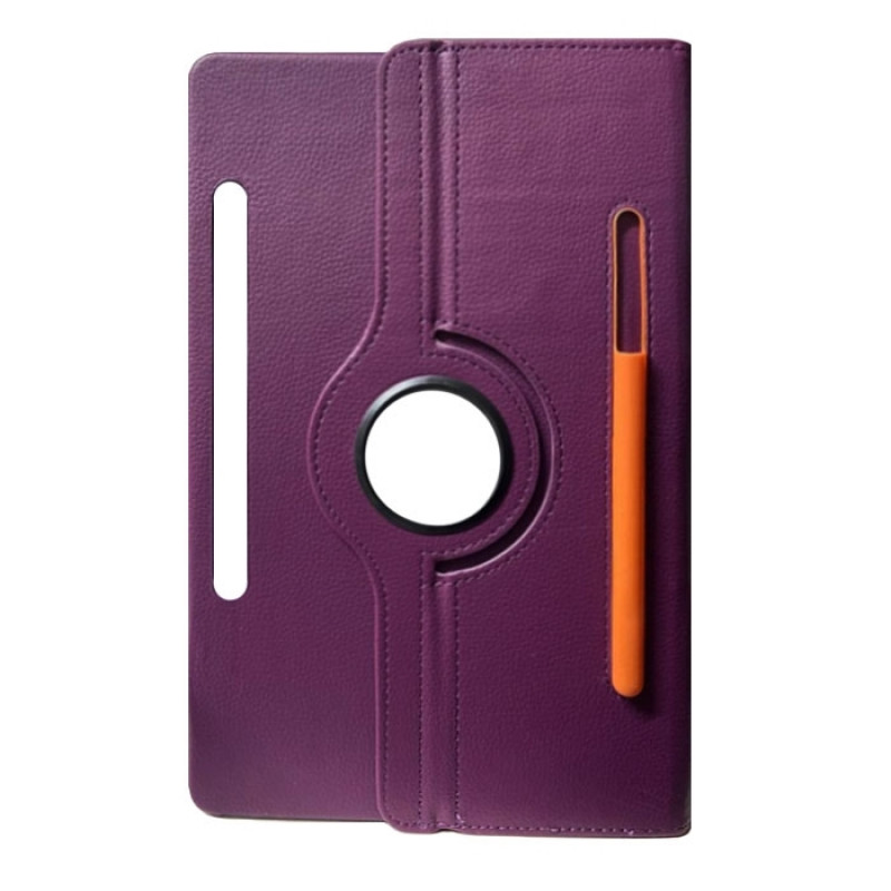 Case Rotating 360 Stand with Pencil Case for Lenovo M10 Plus - Color: Purple