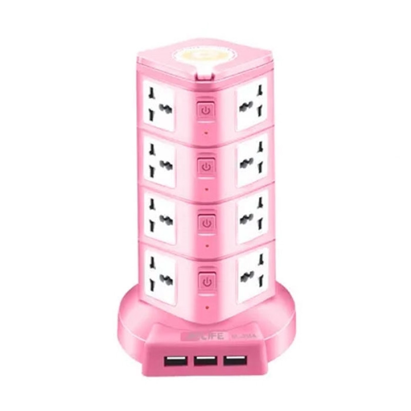 RELIFE RL-315A 4 layers Multi-fuction Safety Socket with European plug - Color: Pink