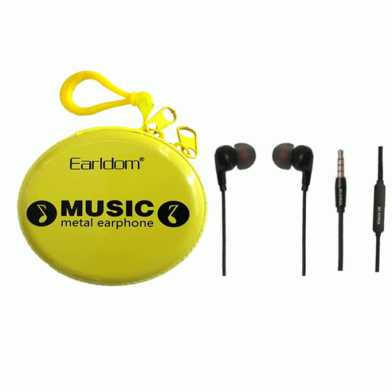 Earldom Et-E9 Ultra Bass With Hard Case Metal In-Ear Wired Earphone - Color: Black