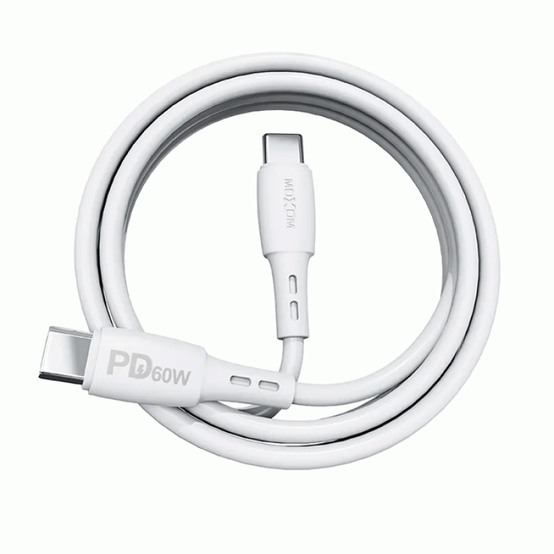 Moxom MX-CB134 PD 60W USB Type-C to Type-C Data Charging Cable 1m - Color: White