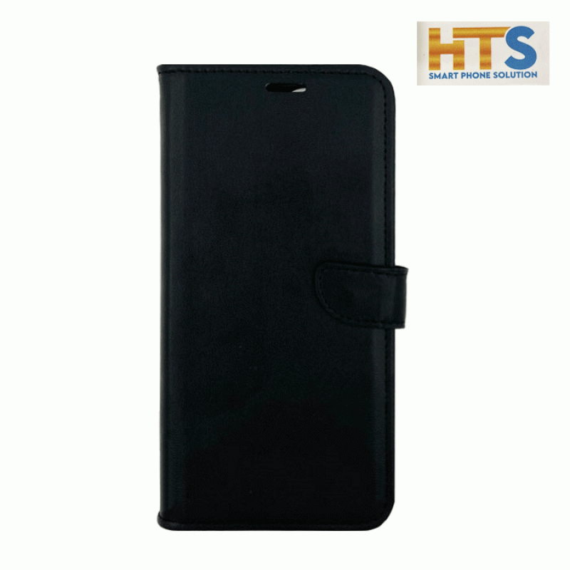 HTS Book Cover Stand Leather Wallet with Clip For Xiaomi Poco M5S - Color-Black