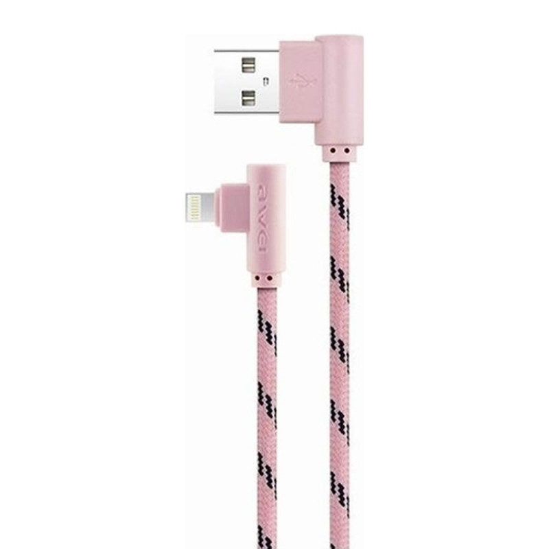 Awei CL-91 Angle (90°) / Cable USB to Lightning Cable 1m - Color: Pink