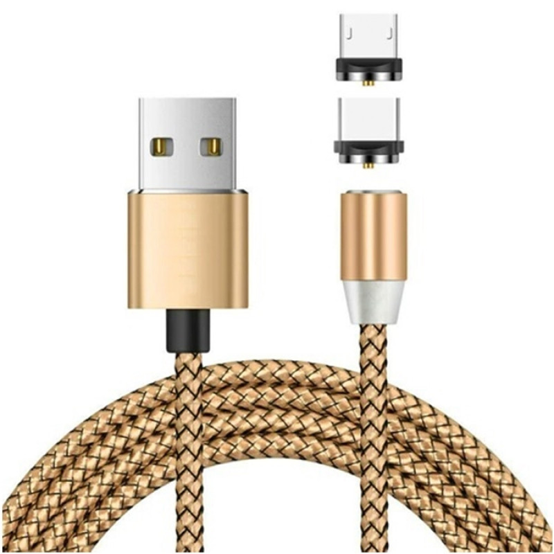 X-Cable Metal Magnetic Braided Cable USB to Type C (1.2m) with detachable plug- Color: Gold