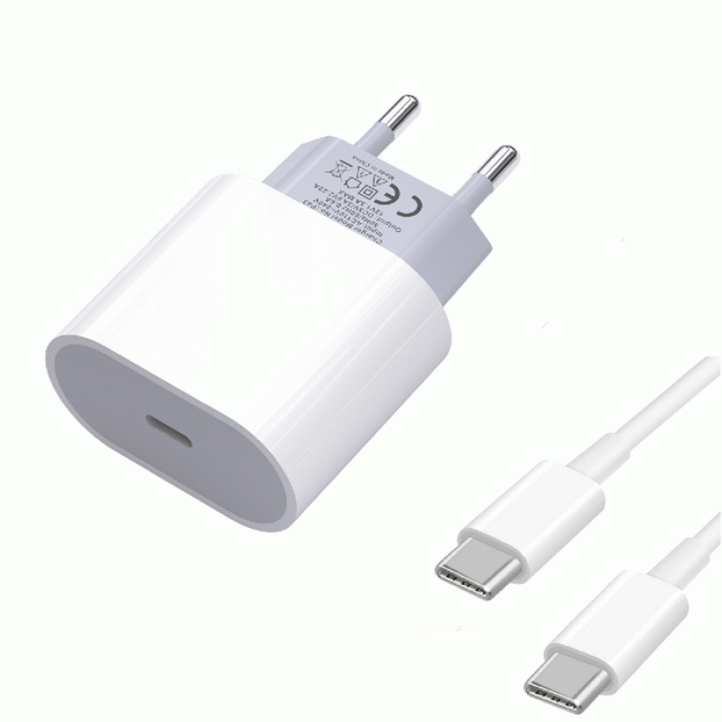 PZX P43 Super Fast Charging Charger SmartPhone With 1 Type-C Port And Cable To Type-C 20W - Color: White