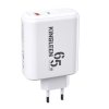 Kingleen Ε65 Fast Laptop / Mobile Charger 65W With USB A Cable To TYPE C - Color: White